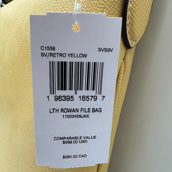 Coach Rowan File Bag Crossbody Purse Retro Yellow Leather C1556 - Picture 3 of 8